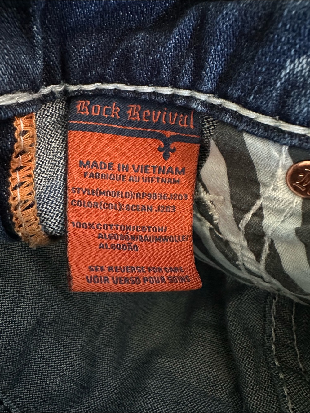 Rock Revival Ocean Straight Distressed Blue Jeans - Picture 10 of 10